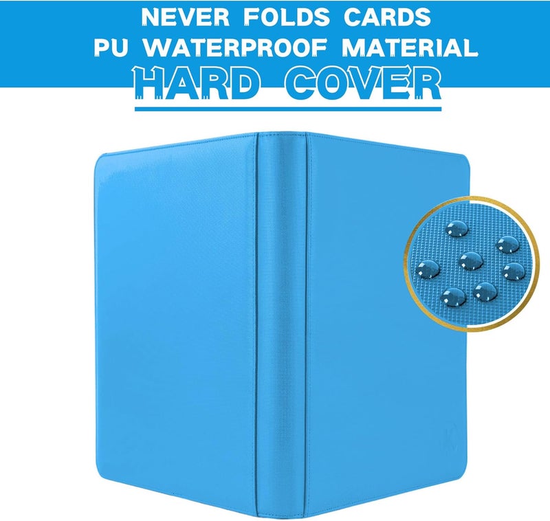 KUOOKING Toploader Binder, Holds 128+ Toploaders, 4 Pocket Top Loader Card Storage Case, Double-Sided Pockets for trading card in 3 x 4'' Toploaders (Light Blue) - Image 4